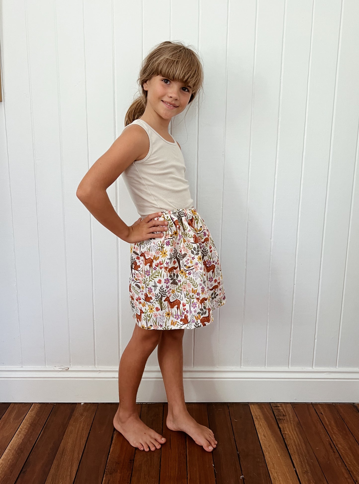 Cotton Woodland Animal Print Skirt