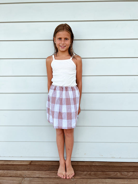 Cotton Checked Skirt