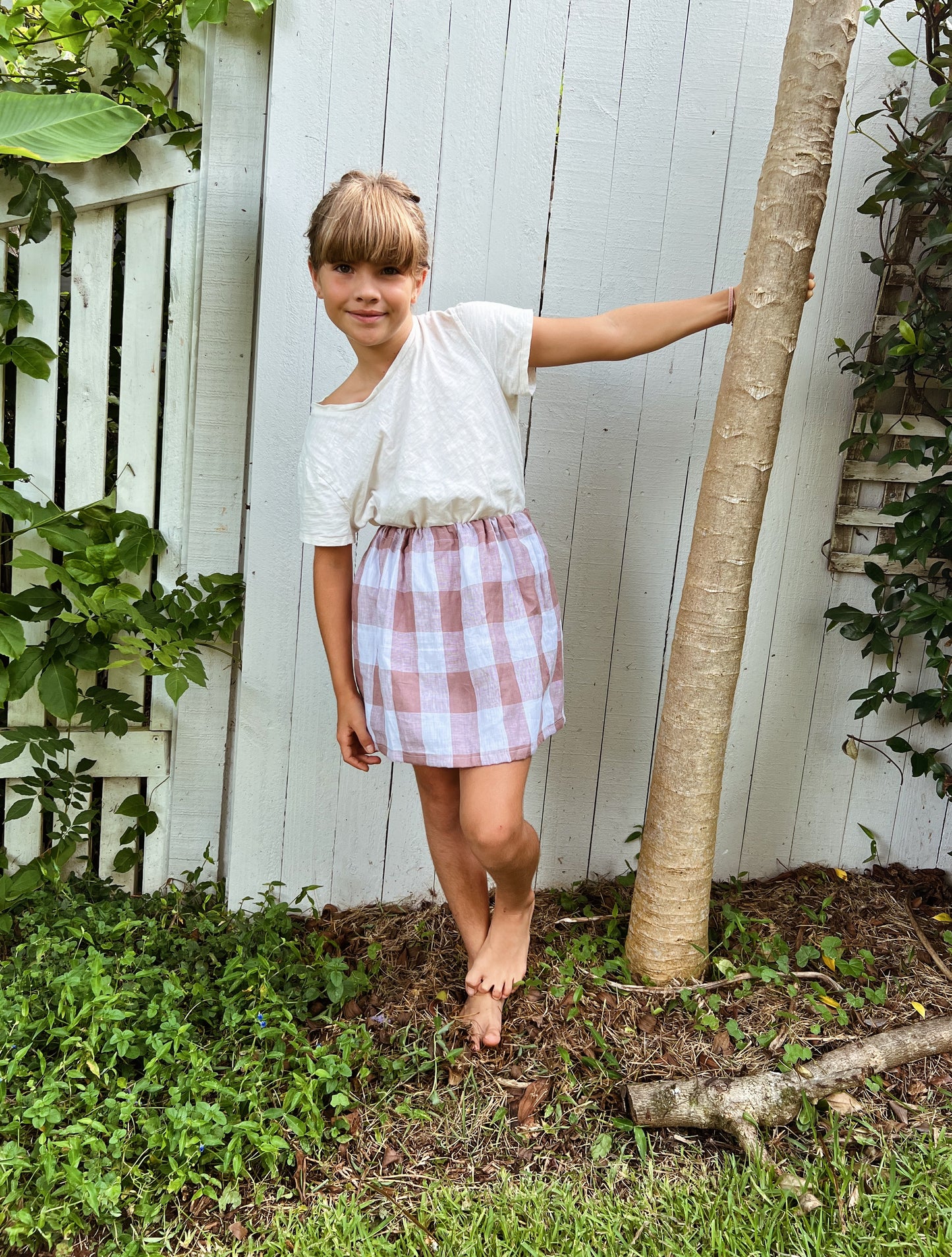 Cotton Checked Skirt