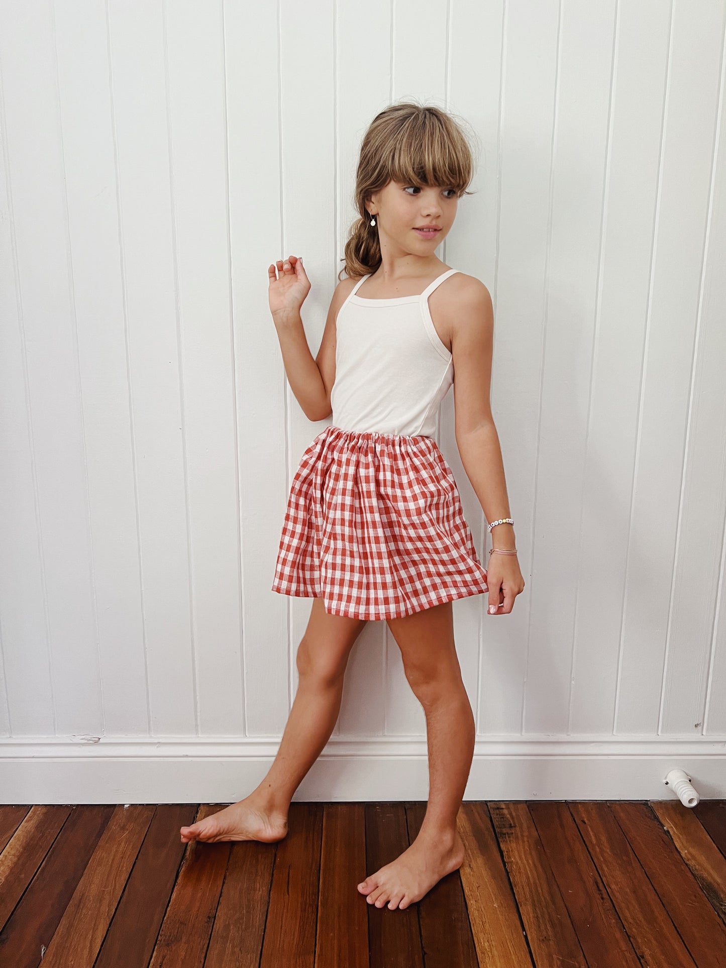 Linen Gingham Skirt