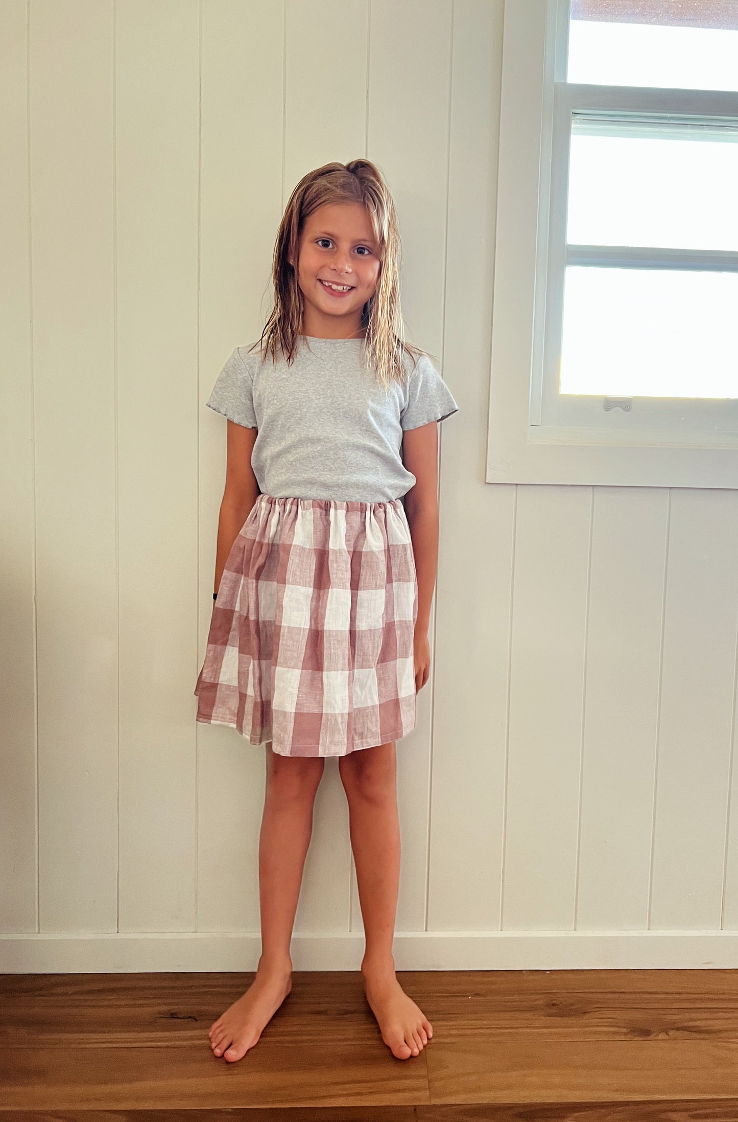 Cotton Checked Skirt