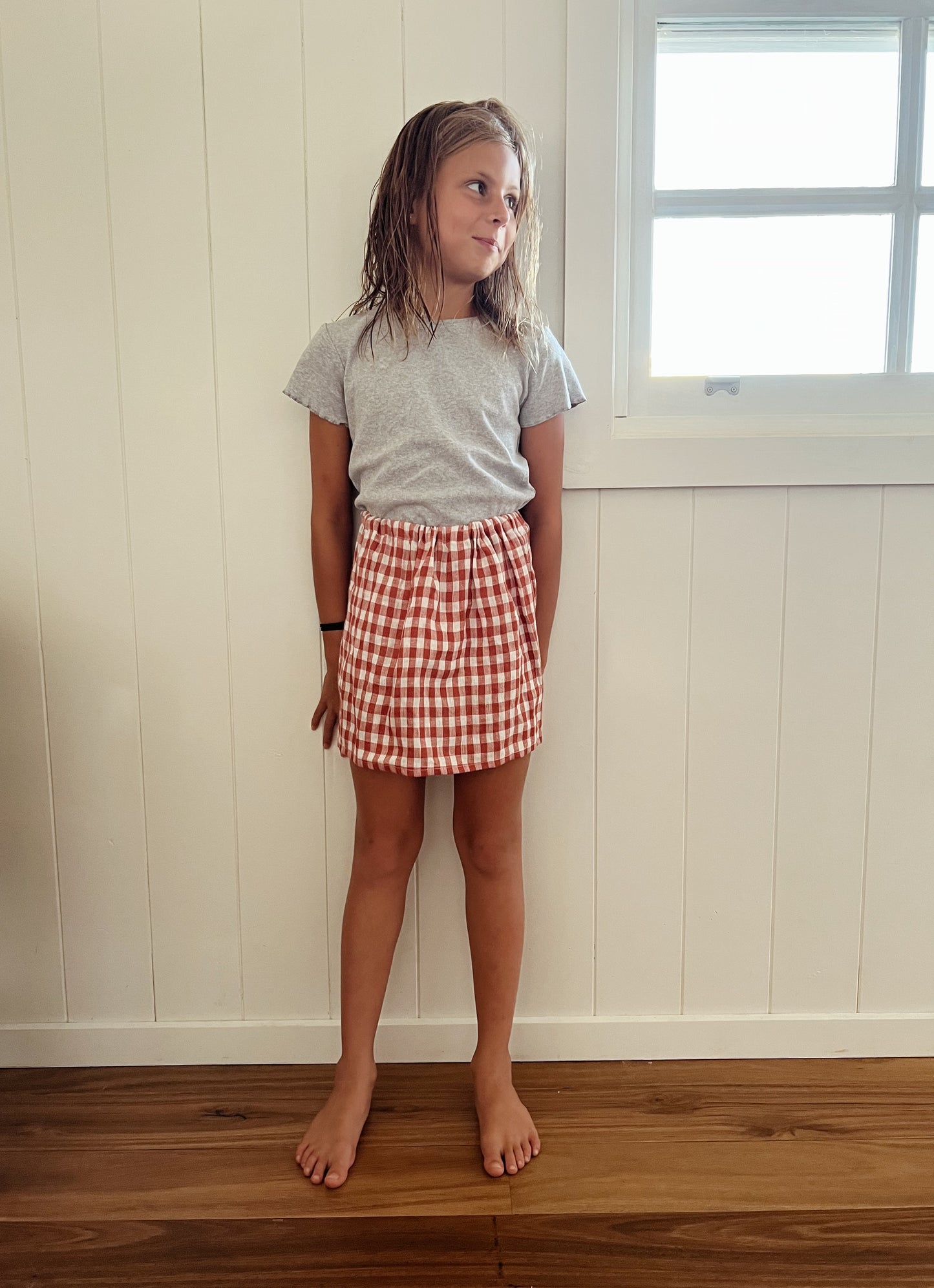 Linen Gingham Skirt